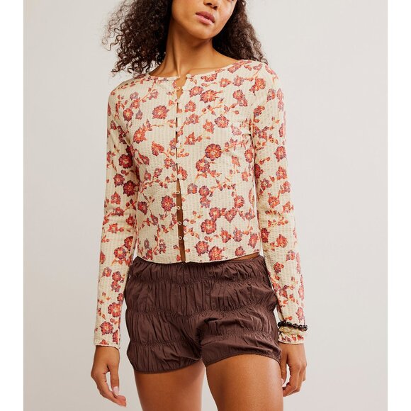 🆕 FREE PEOPLE Tilly Printed Long Sleeve Cardi / Tea Combo - Picture 2 of 5